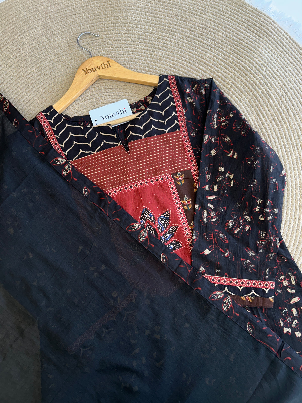 Black Cotton Kurti Set
