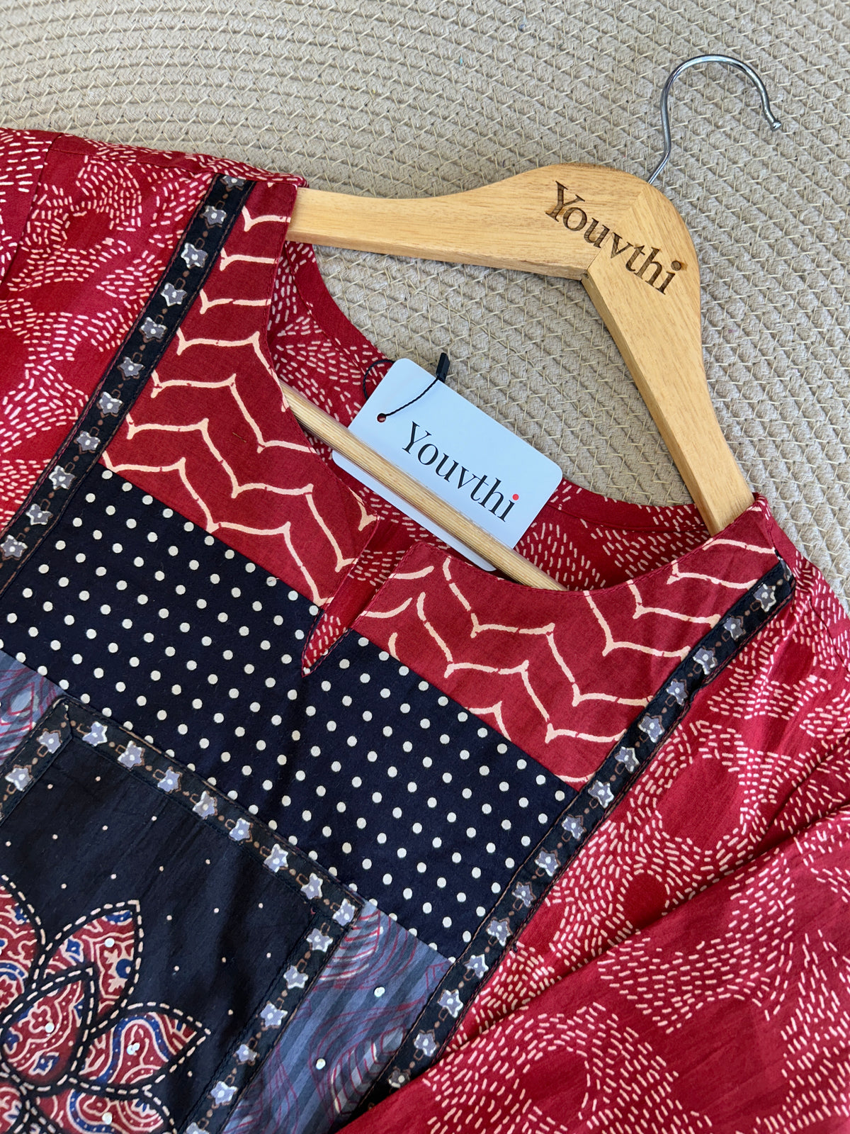 Red Cotton Kurti Set