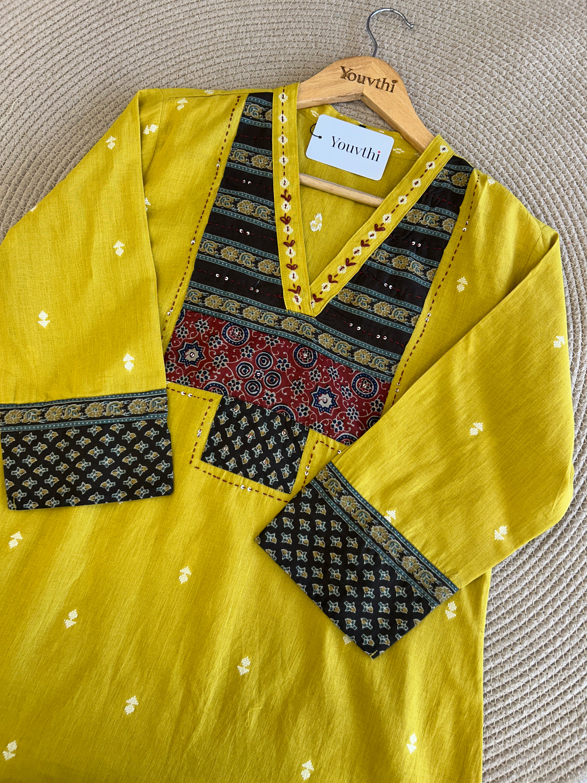 Yellow Cotton Kurti Set