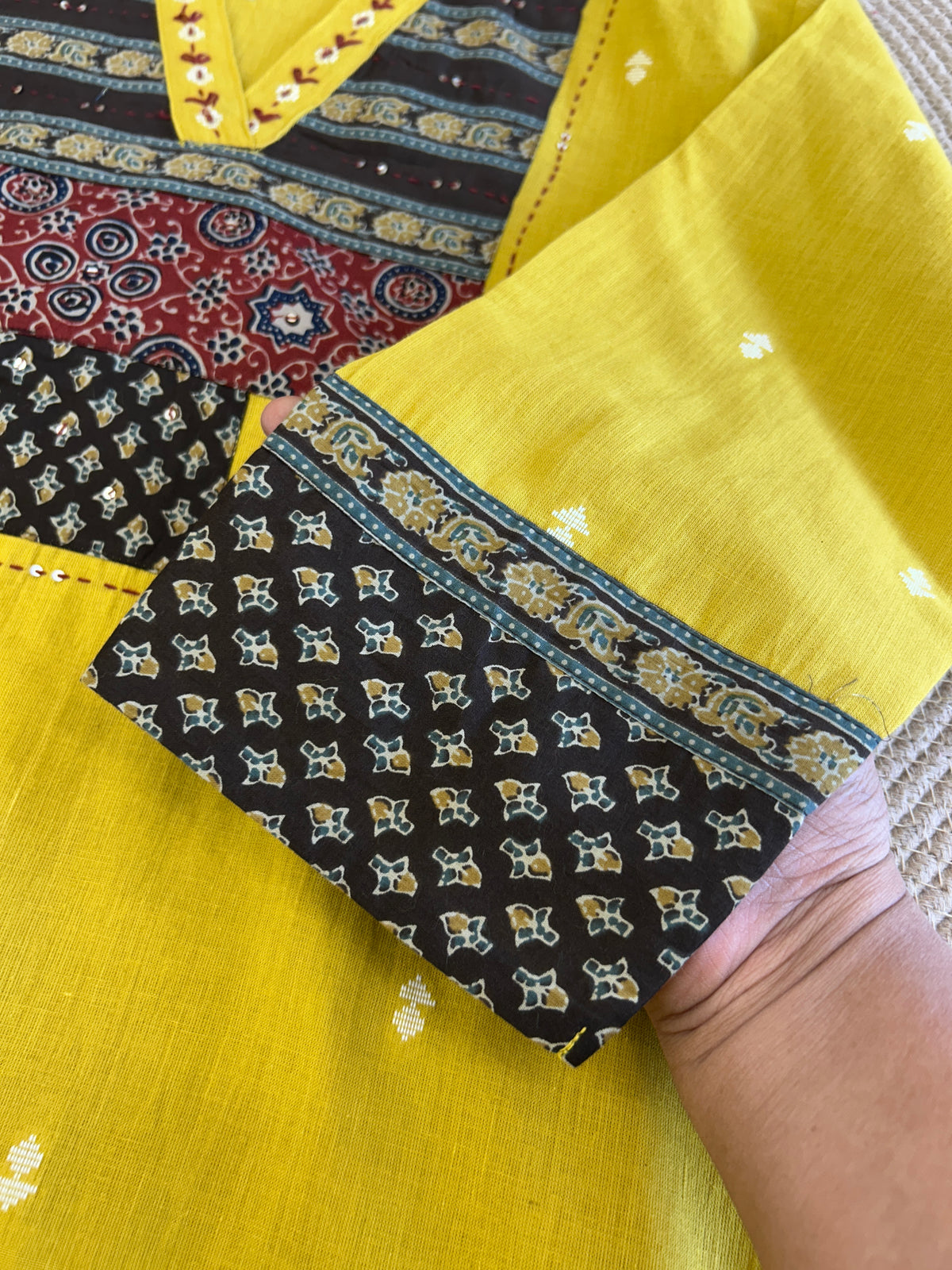 Yellow Cotton Kurti Set