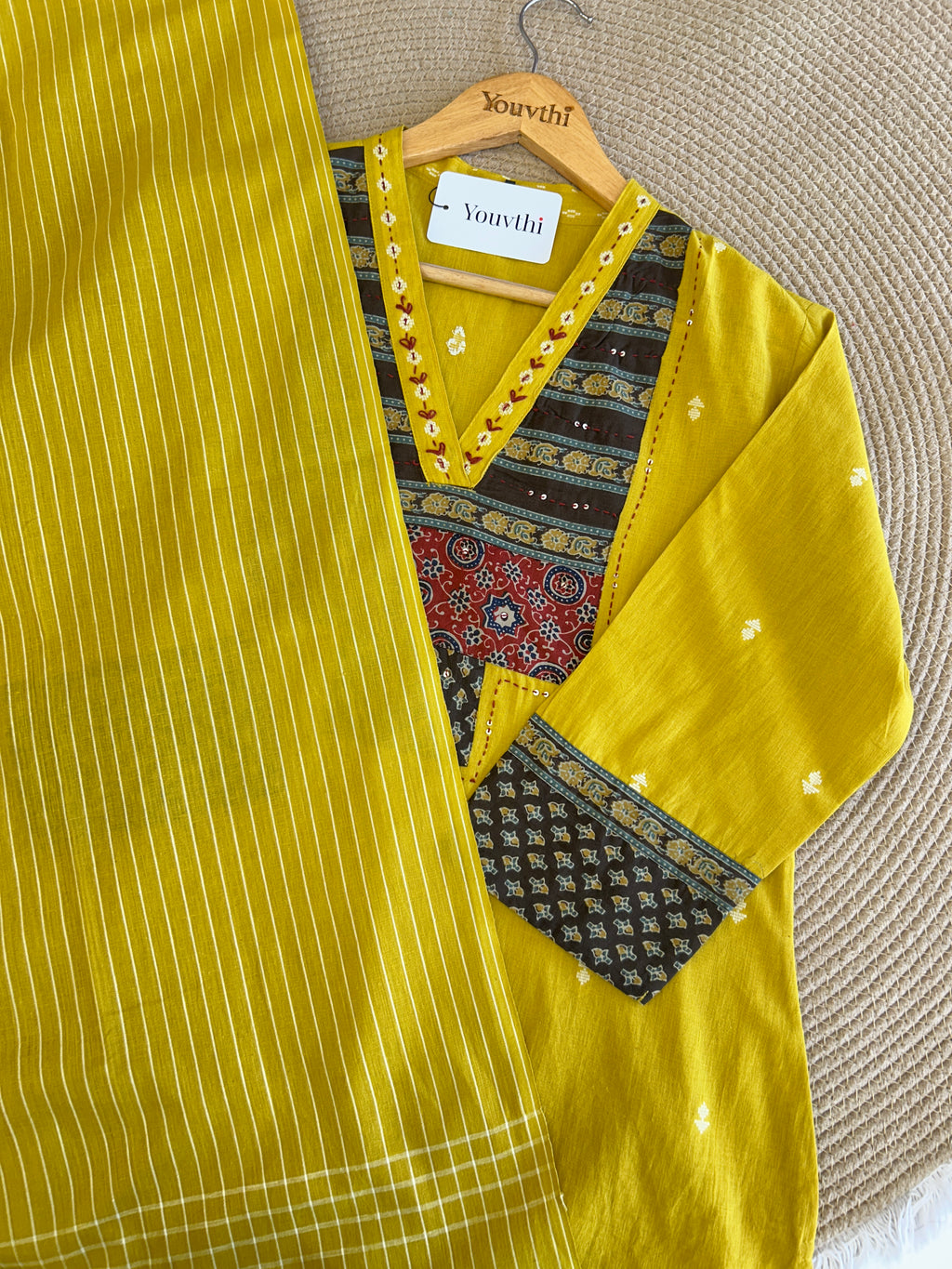 Yellow Cotton Kurti Set