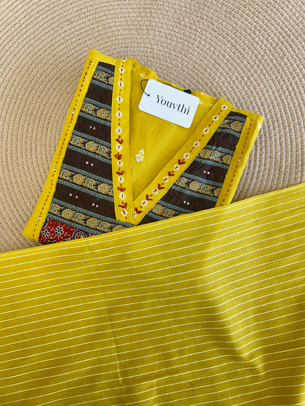 Yellow Cotton Kurti Set