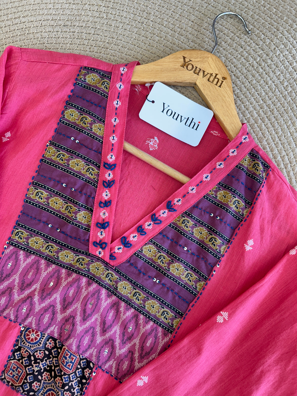 Pink Cotton Kurti Set
