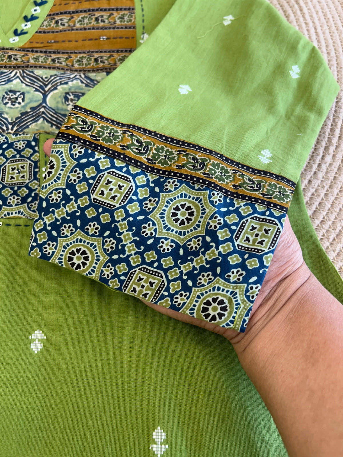Green Cotton Kurti Set