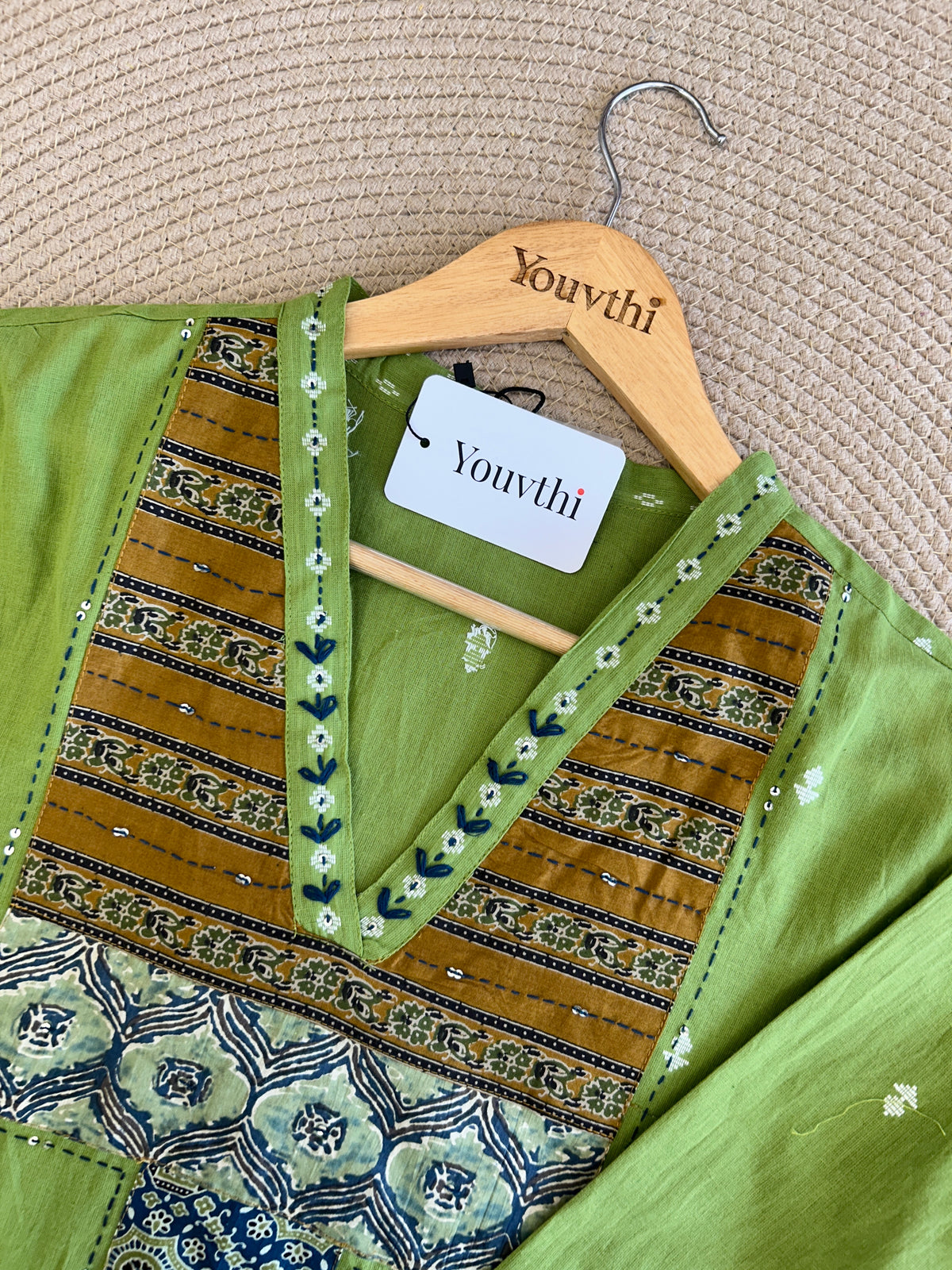 Green Cotton Kurti Set