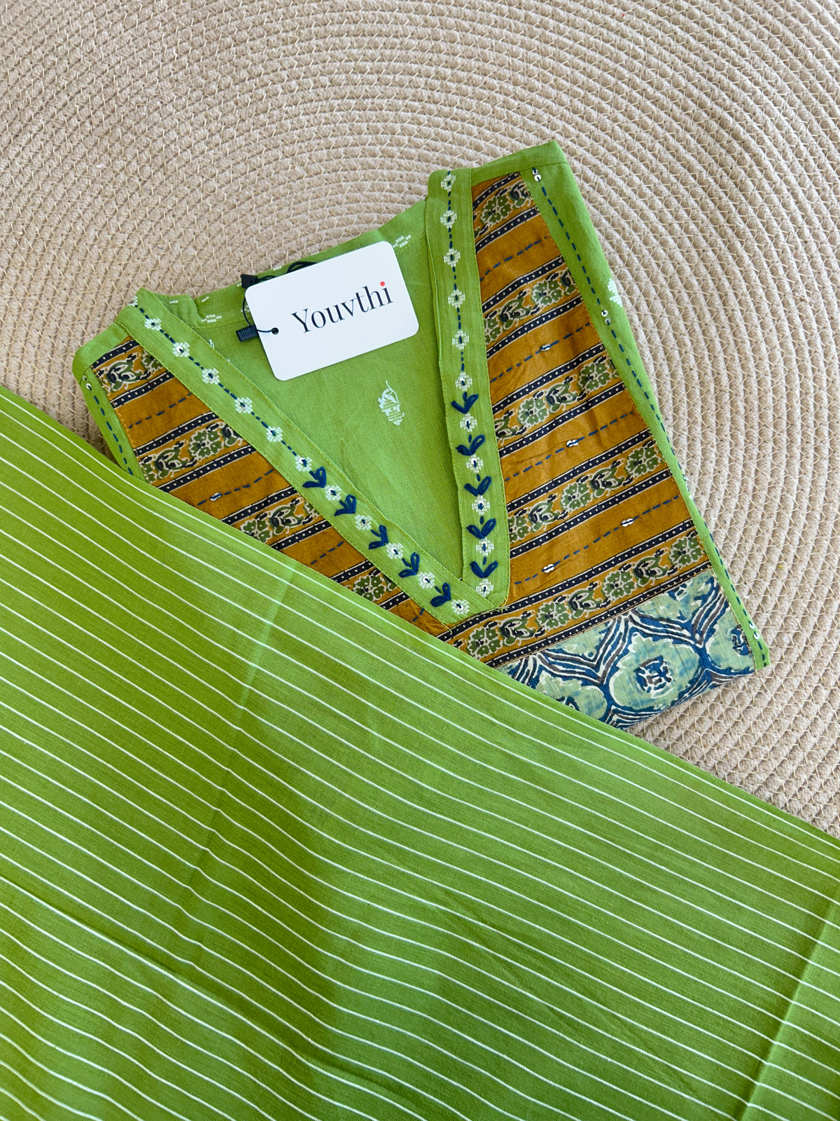 Green Cotton Kurti Set
