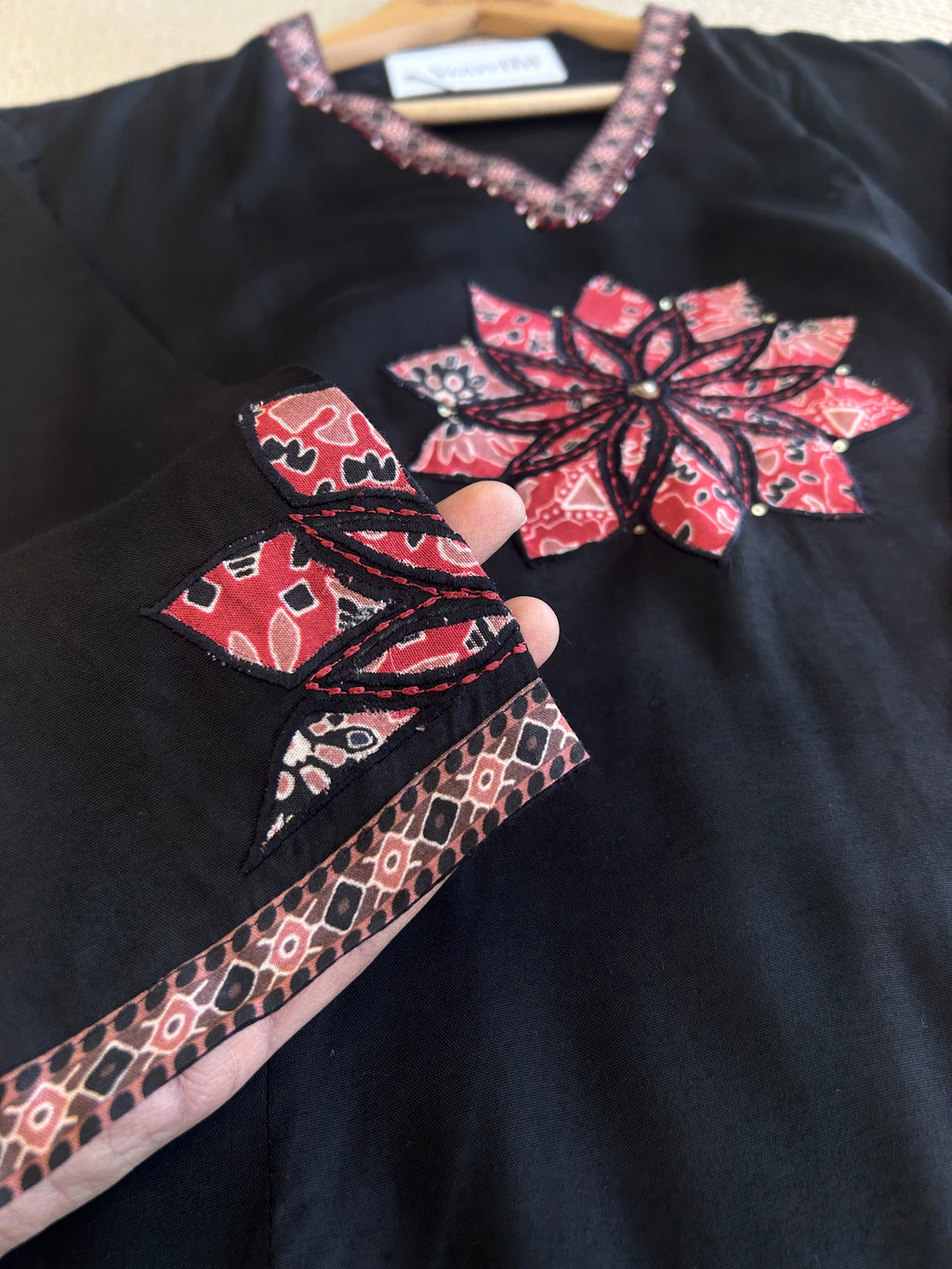 Black Muslin Aline Suit