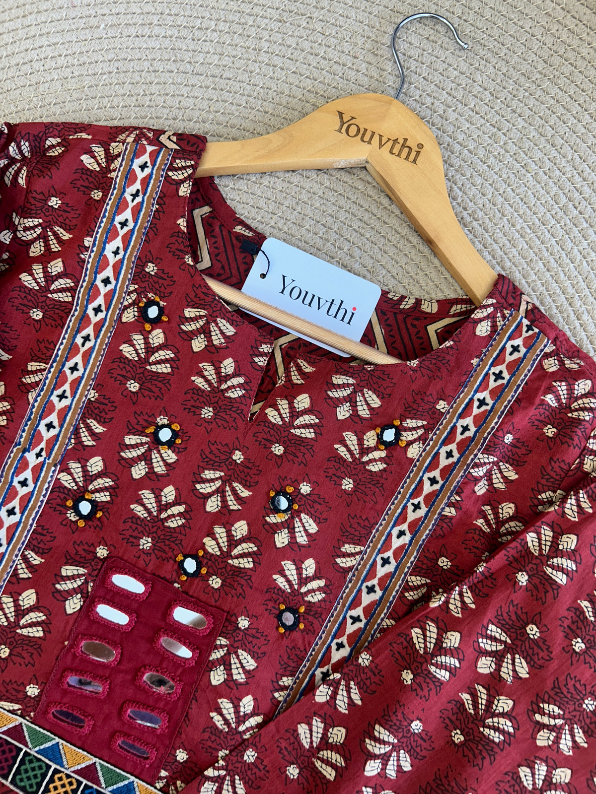 Red Cotton Aline Set
