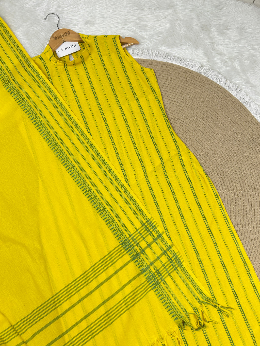 Lemon Yellow Cotton Straight Cut Kurti Set