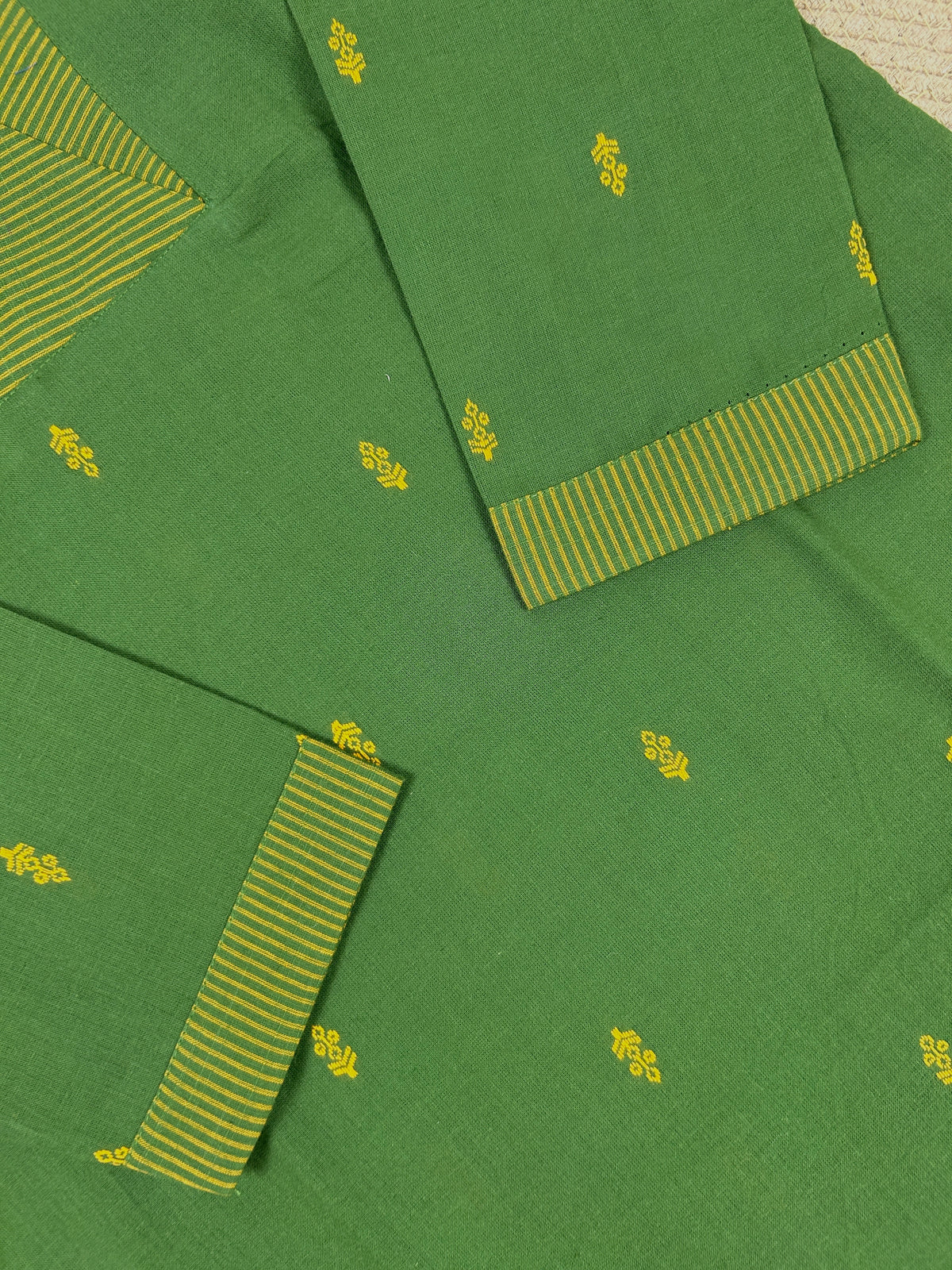 Green Cotton Straight Cut Kurti Set