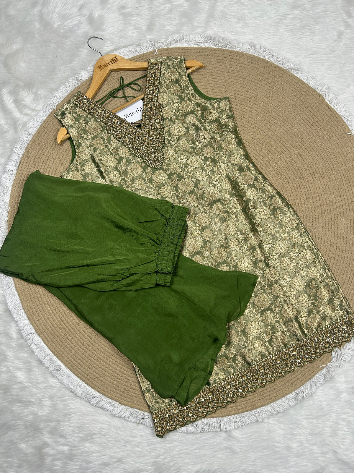 Green Banarasi Sharara Suit