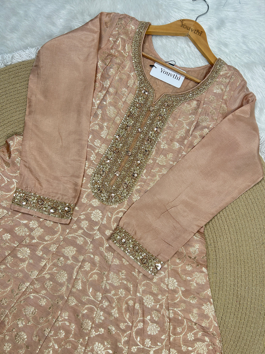 Blush Peach Banarasi Kali Anarkali Suit