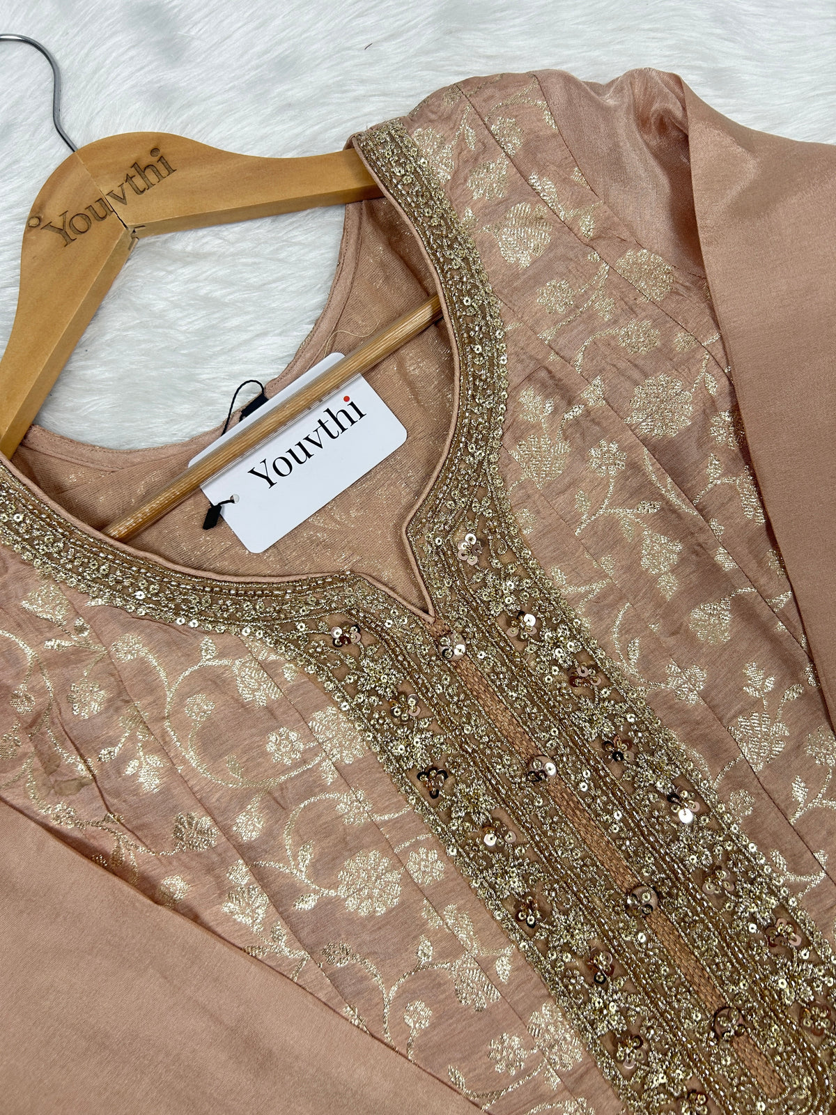 Blush Peach Banarasi Kali Anarkali Suit