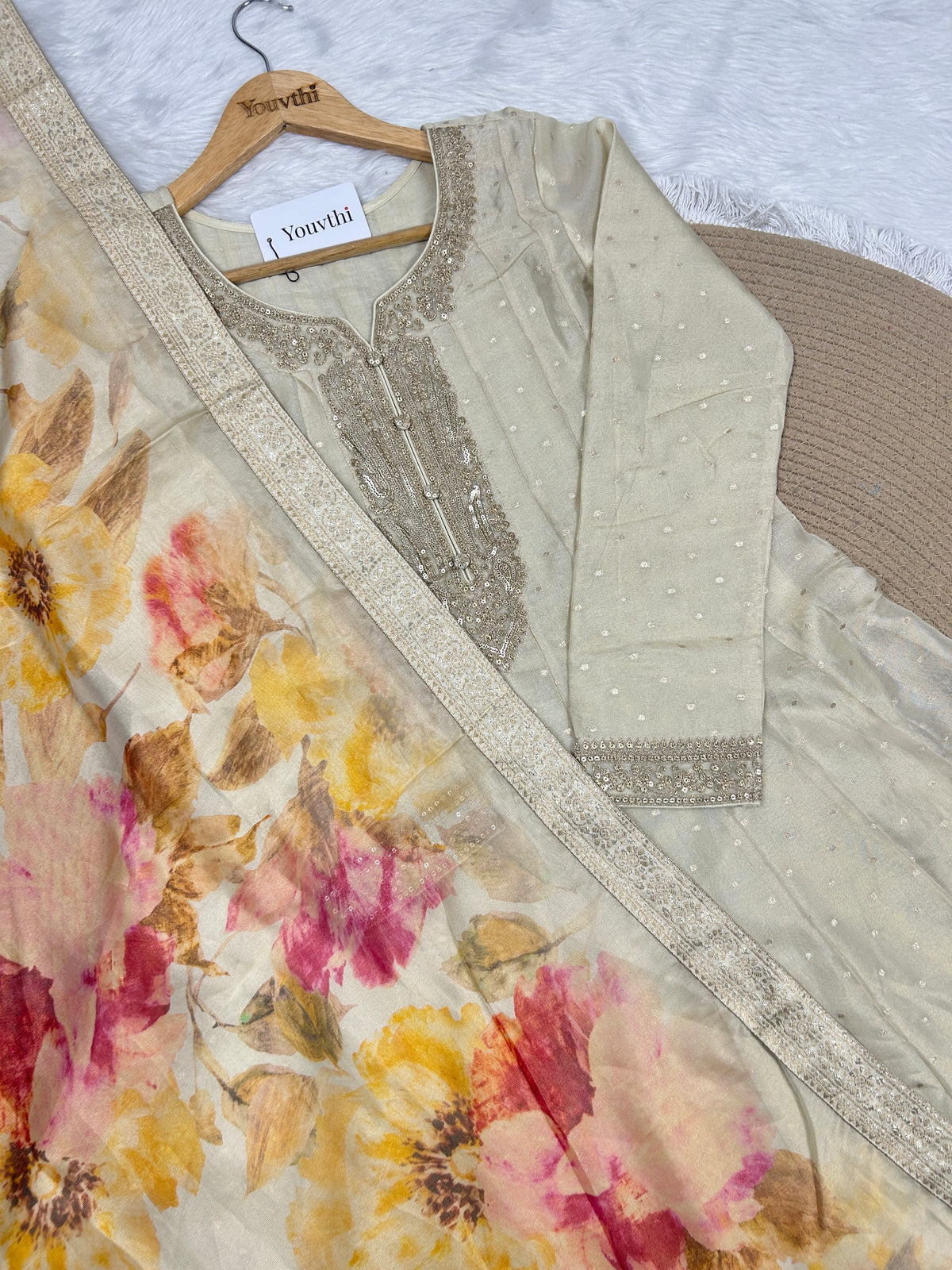 Ivory Kali Anarkali Suit