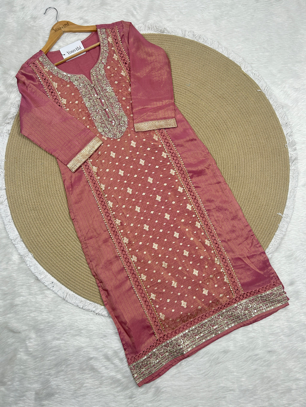 Antique Rose Tissue Kurti Suit