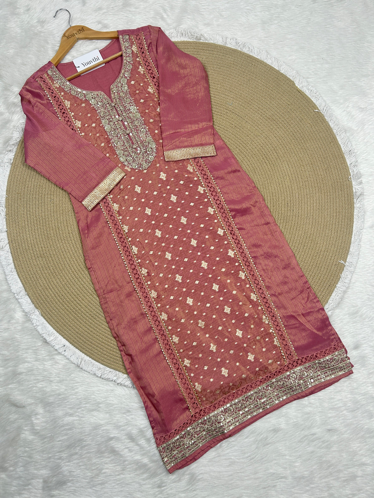 Antique Rose Tissue Kurti Suit