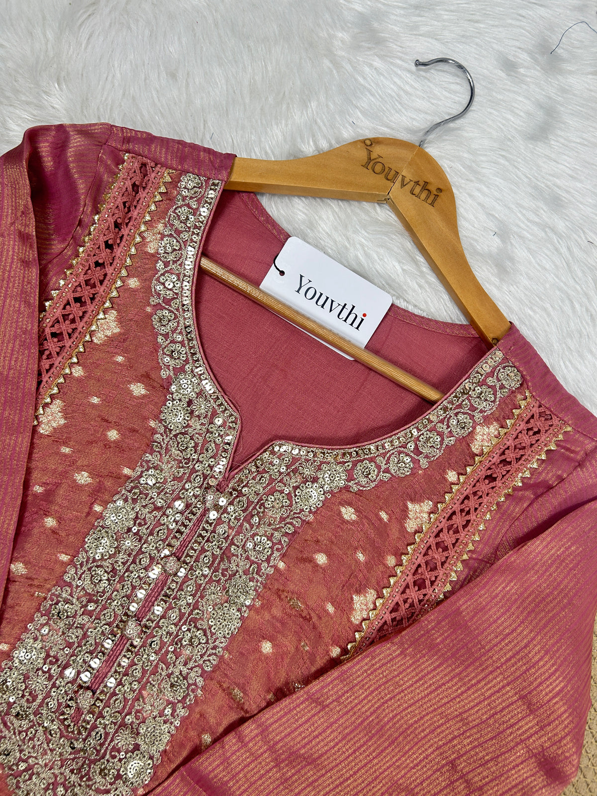 Antique Rose Tissue Kurti Suit