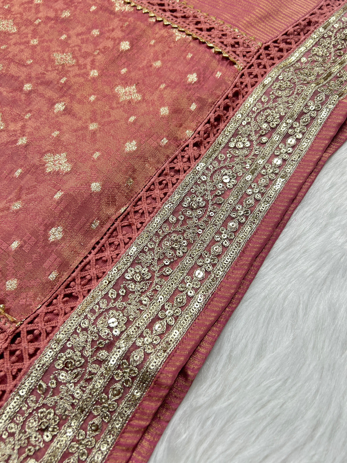 Antique Rose Tissue Kurti Suit