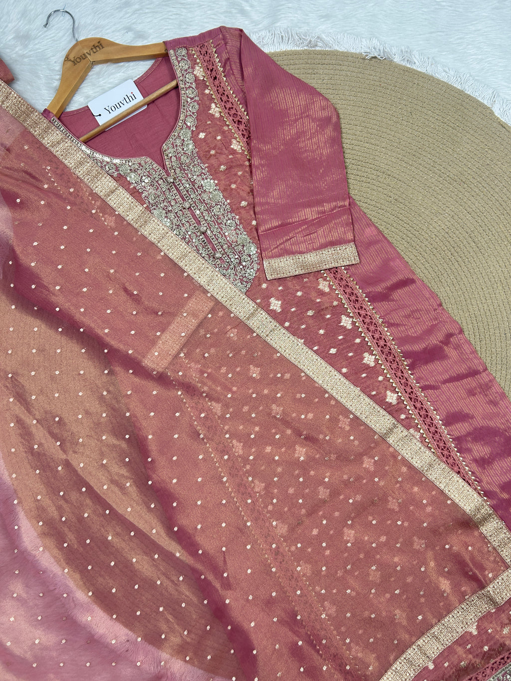 Antique Rose Tissue Kurti Suit