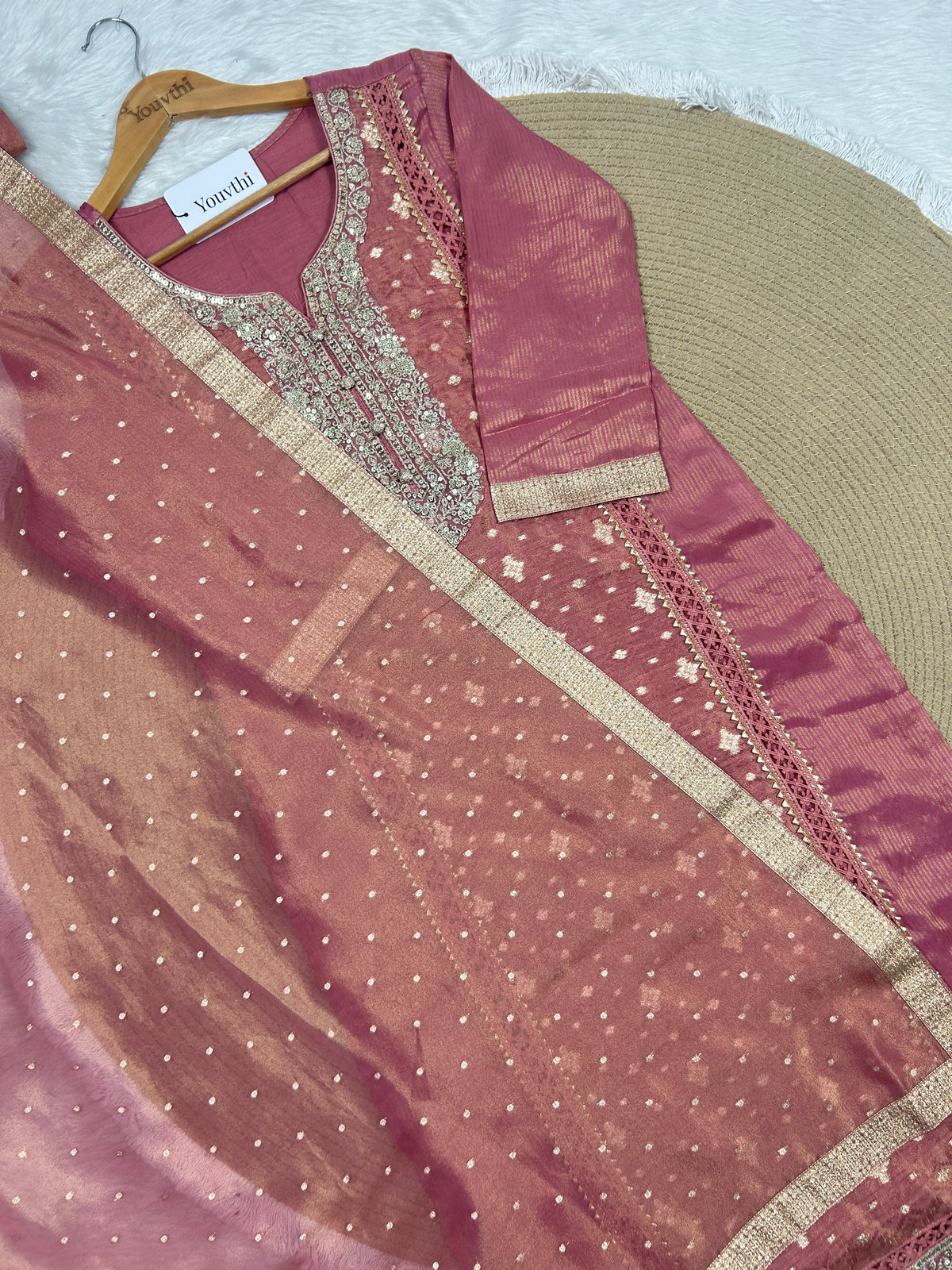 Antique Rose Tissue Kurti Suit