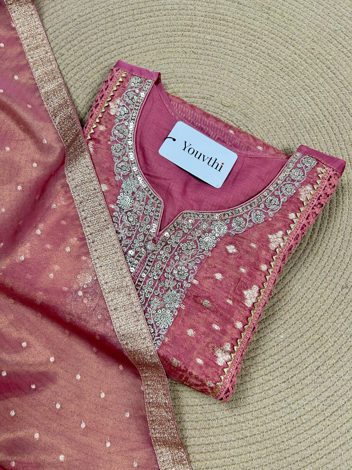 Antique Rose Tissue Kurti Suit