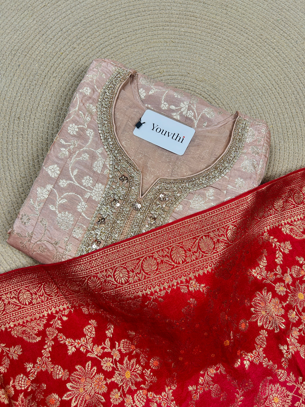 Blush Peach Banarasi Kali Anarkali Suit
