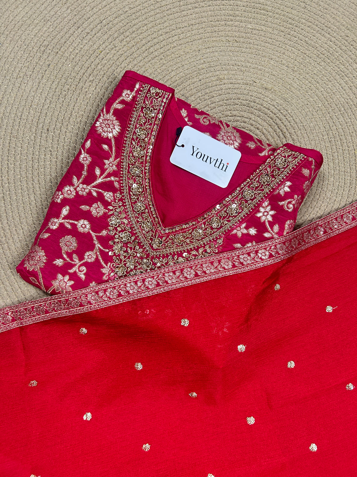 Dark Pink Banarasi Sharara Suit