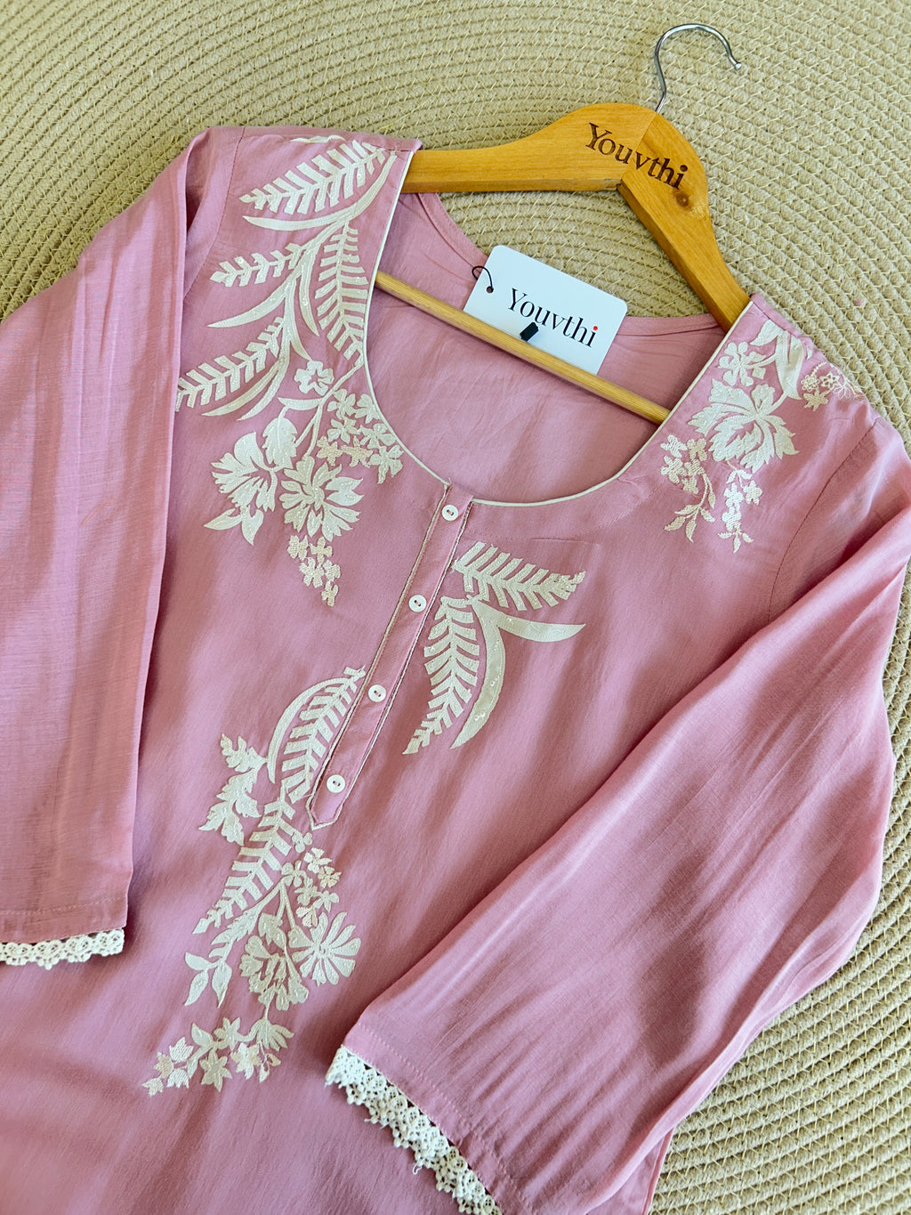 Mulchanderi Applique Work Kurti Suit