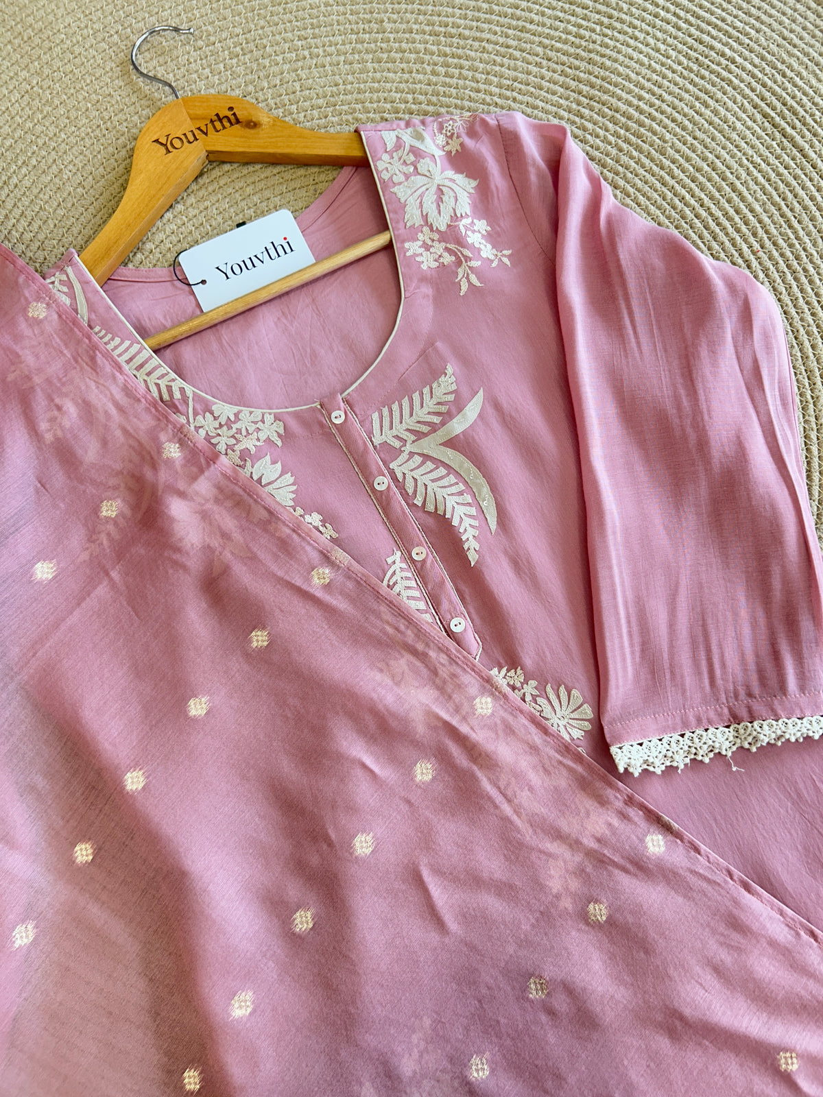 Mulchanderi Applique Work Kurti Suit