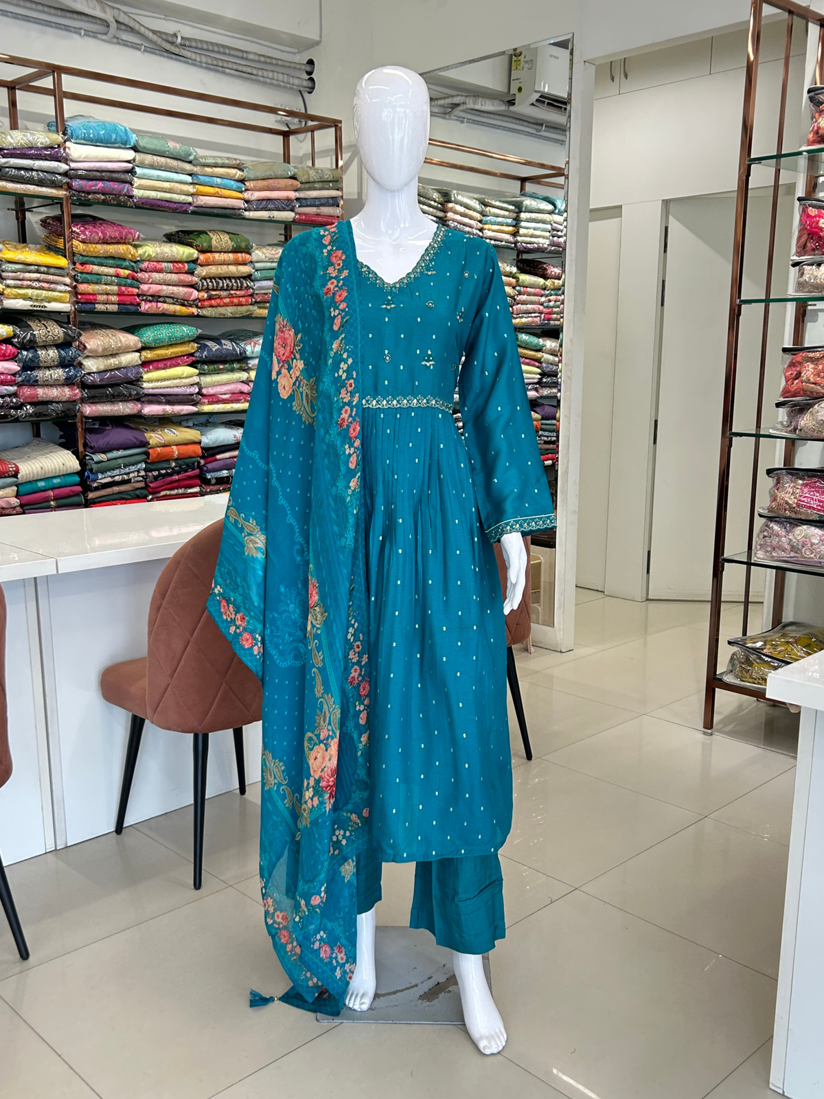 Teal Nyra Cut Anarkali Suit