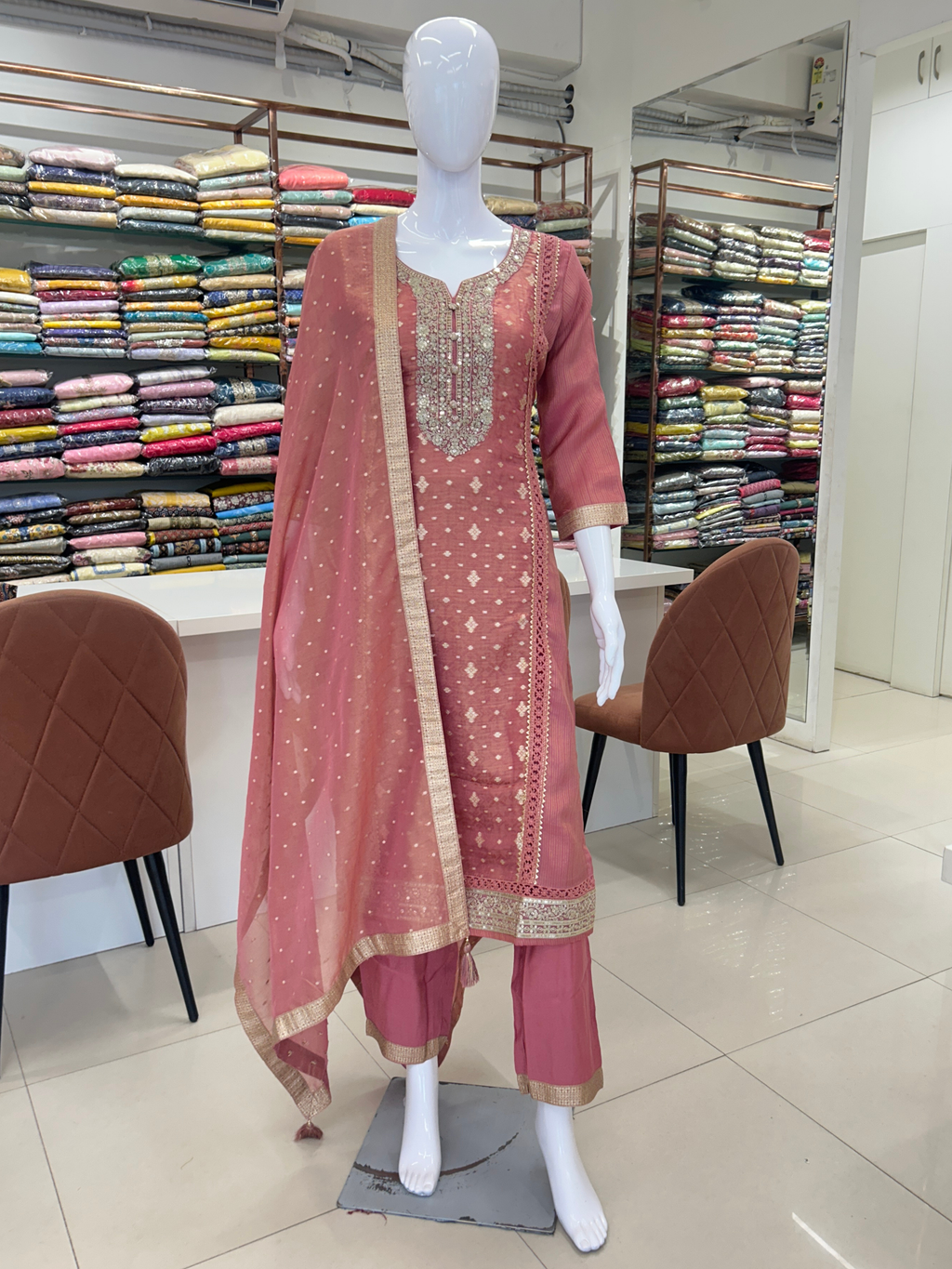 Antique Rose Tissue Kurti Suit
