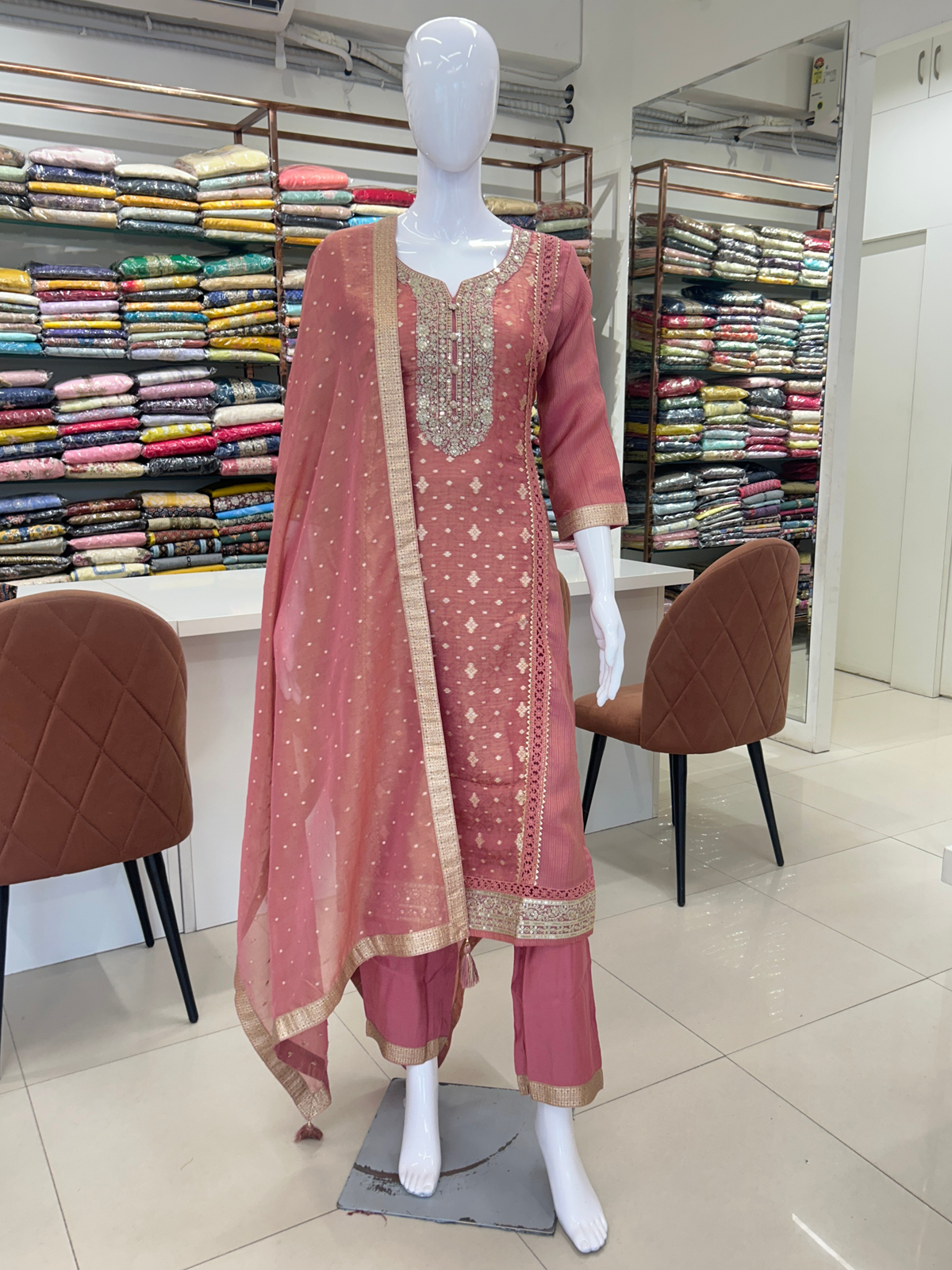 Antique Rose Tissue Kurti Suit