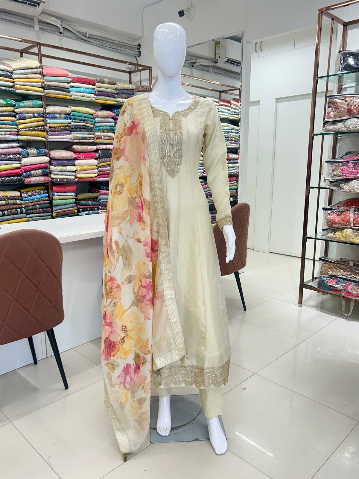 Ivory Kali Anarkali Suit